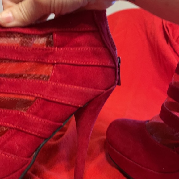 Red Suede/mesh 5 1/2” heels - Picture 8 of 9